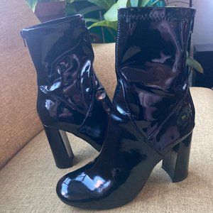 Tony Bianco "Nakita" - Black Patent Heeled Sock Boots